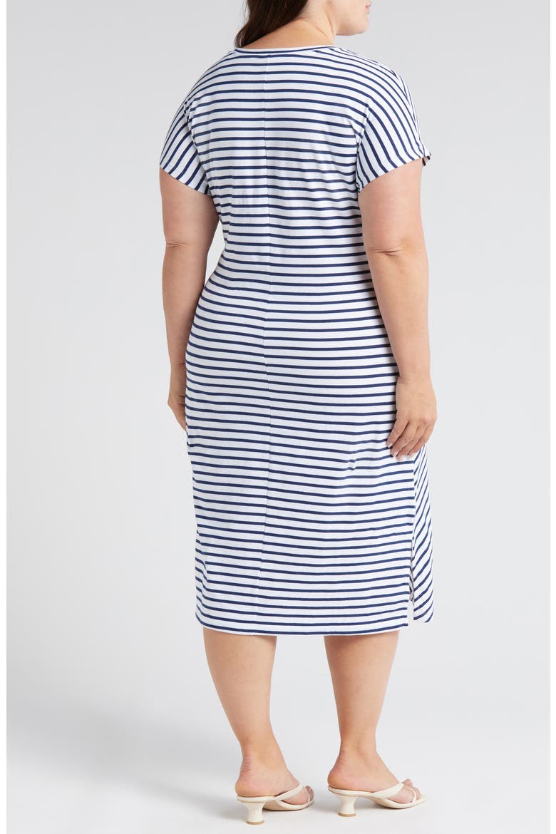 Crescent Knot T-Shirt Dress, Alternate, color, WHITE/ CENOTE STRIPE