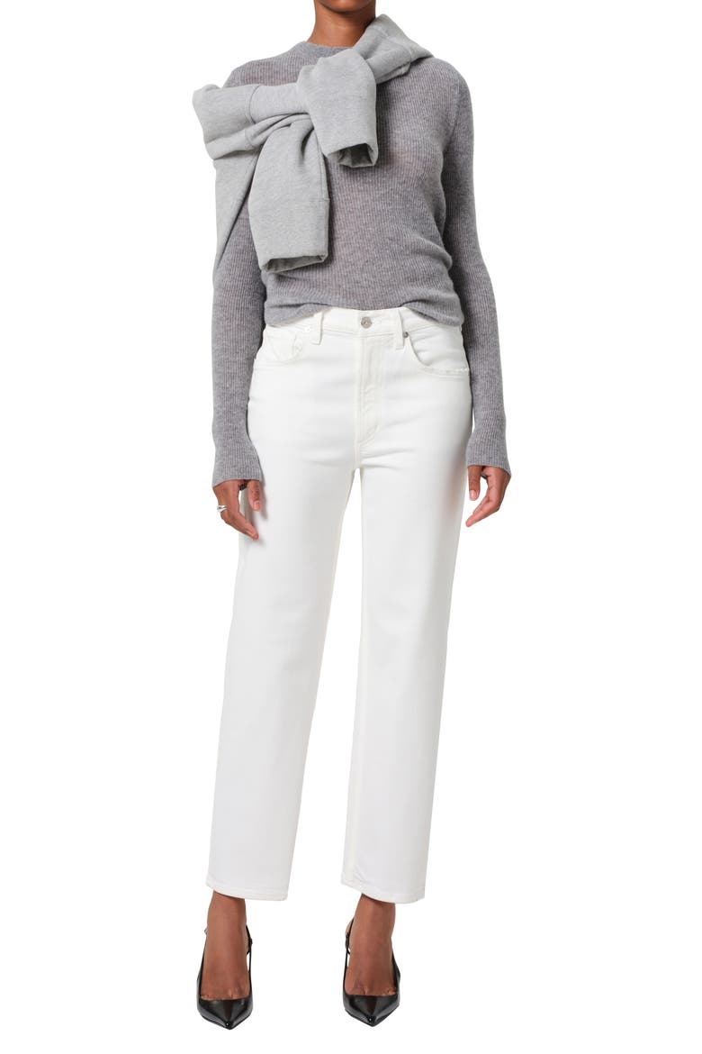 Palma High Waist Ankle Straight Leg Jeans, Alternate, color, SOFT WHITE