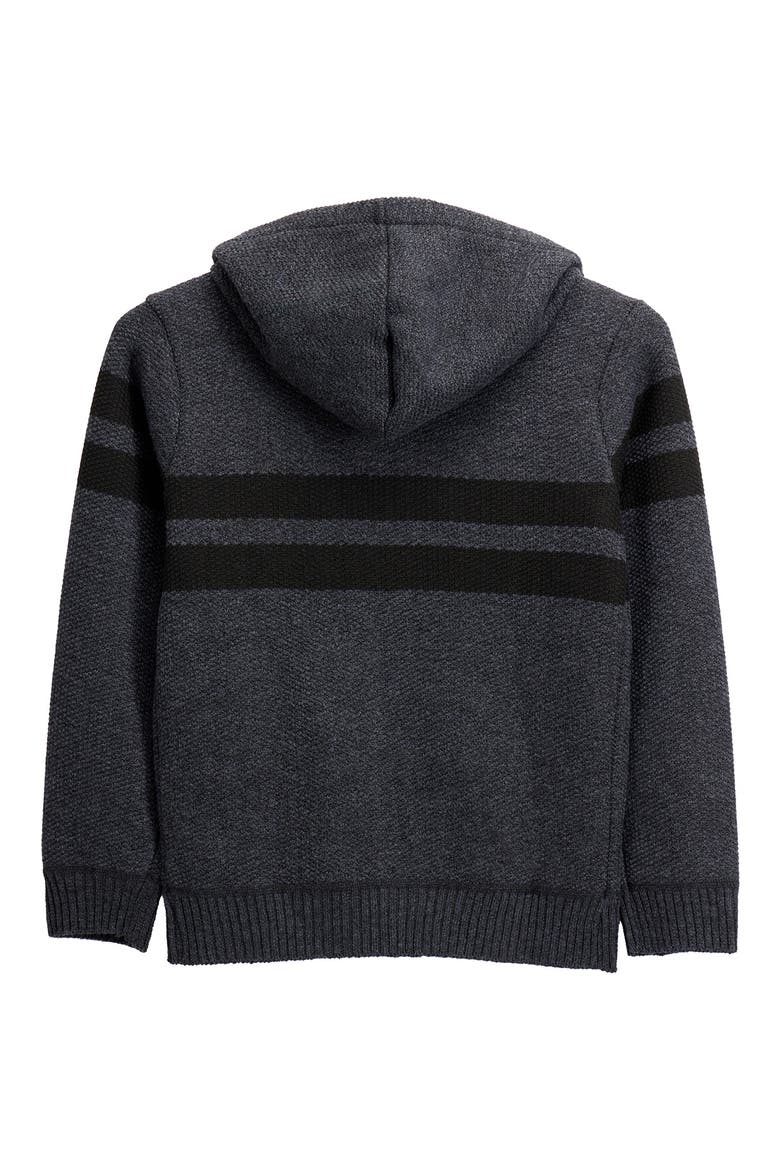 Kids' Stripe Full Zip Hoodie, Alternate, color, CHARCOAL/BLACK