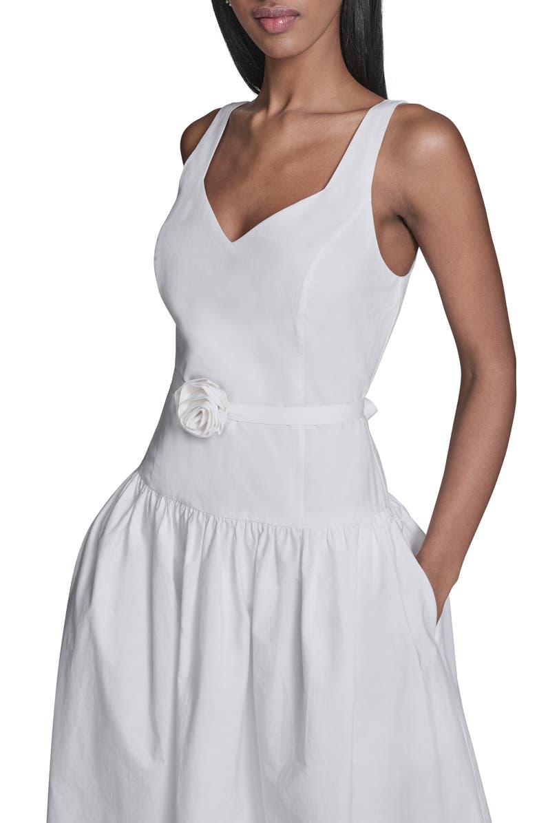KARL LAGERFELD Poplin Midi Sundress, Alternate, color, Soft White