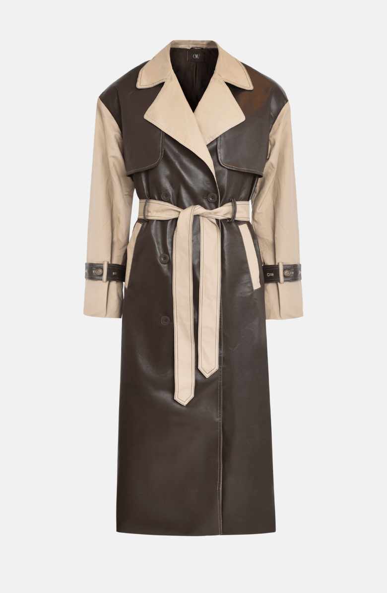 OW Collection BETTY Coat, Alternate, color, Brown / Beige