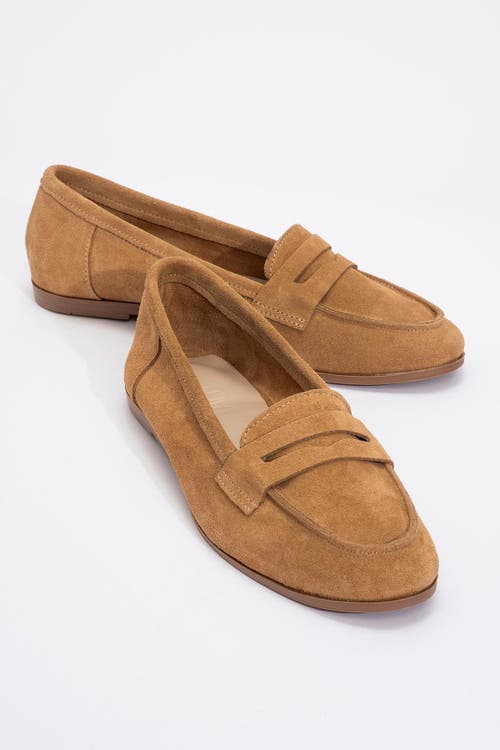 Forever & Always Shoes Women's Dorothy - Cognac Brown Suede Leather Loafers In Cognac Brown Suede Leather