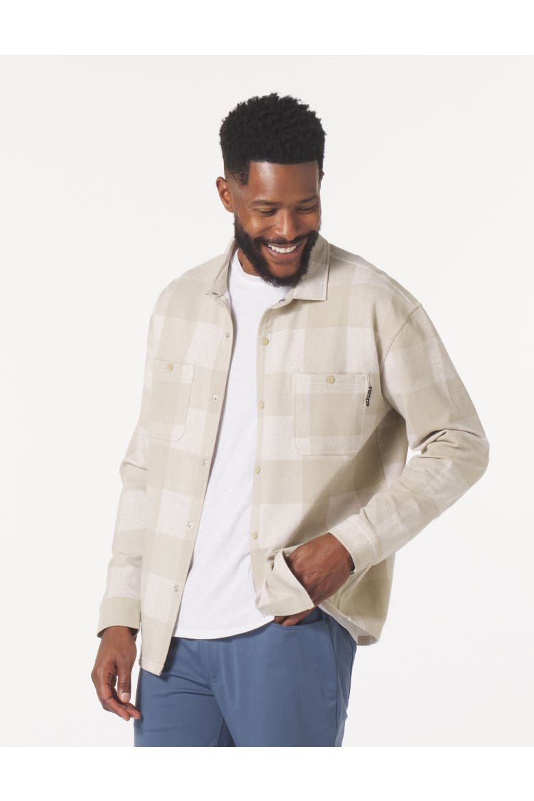 Trek Button Front Shirt, Alternate, color, Oatmilk/Linen Plaid