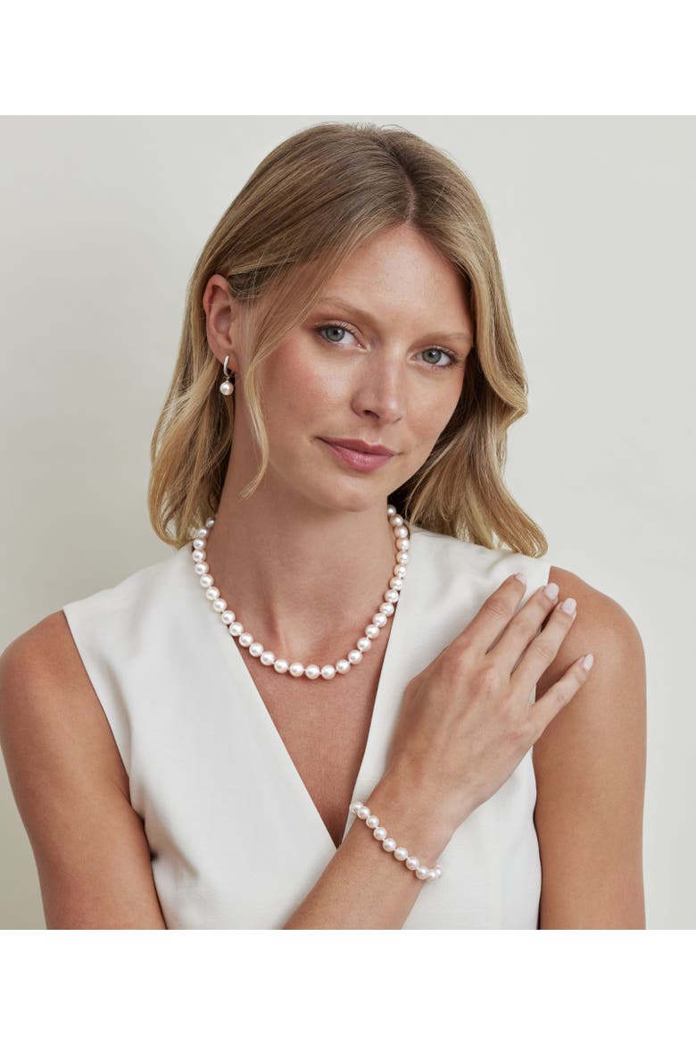 Akoya Pearl & Diamond Kim Earrings, Alternate, color, White Gold