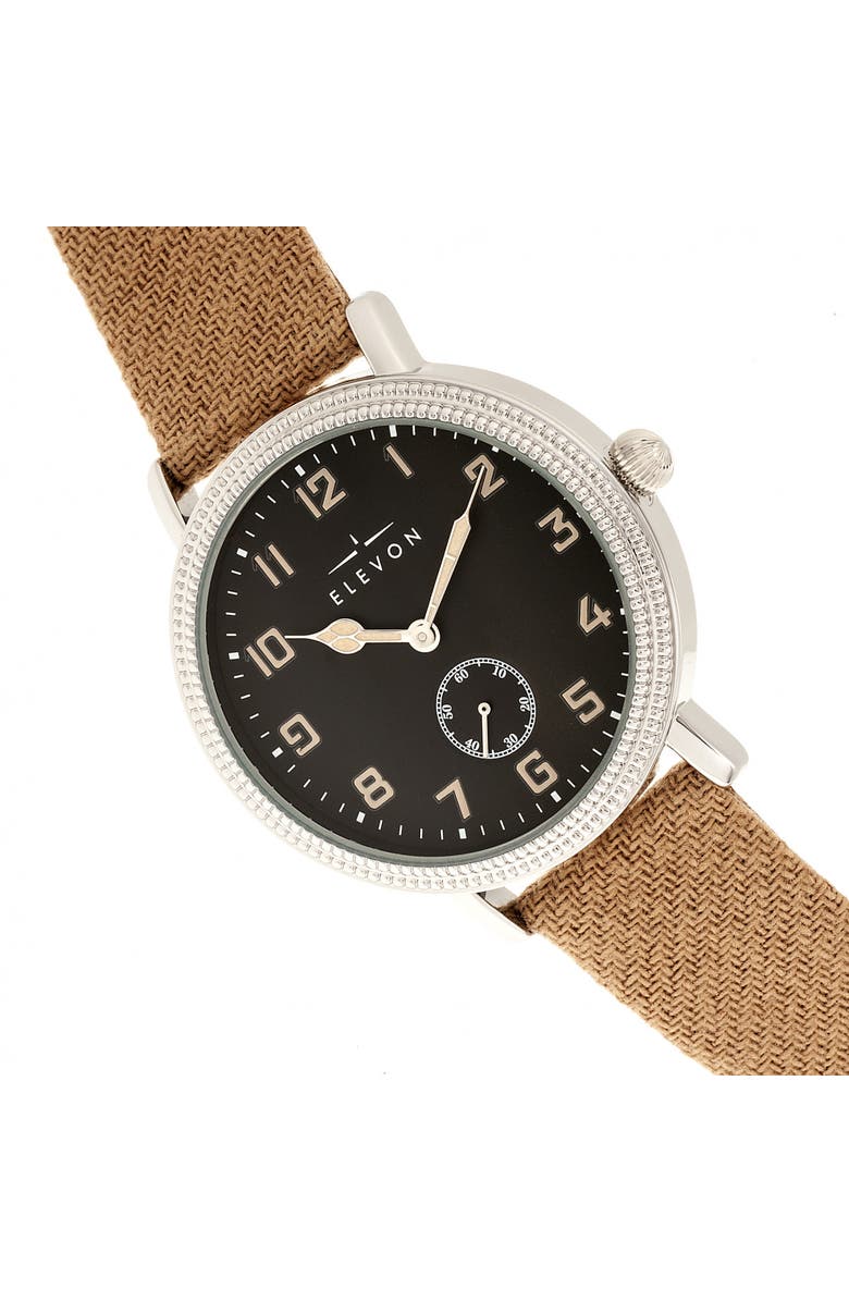 Elevon Northrop Wool-Overlaid Leather-Band Watch, Alternate, color, Tan/Black