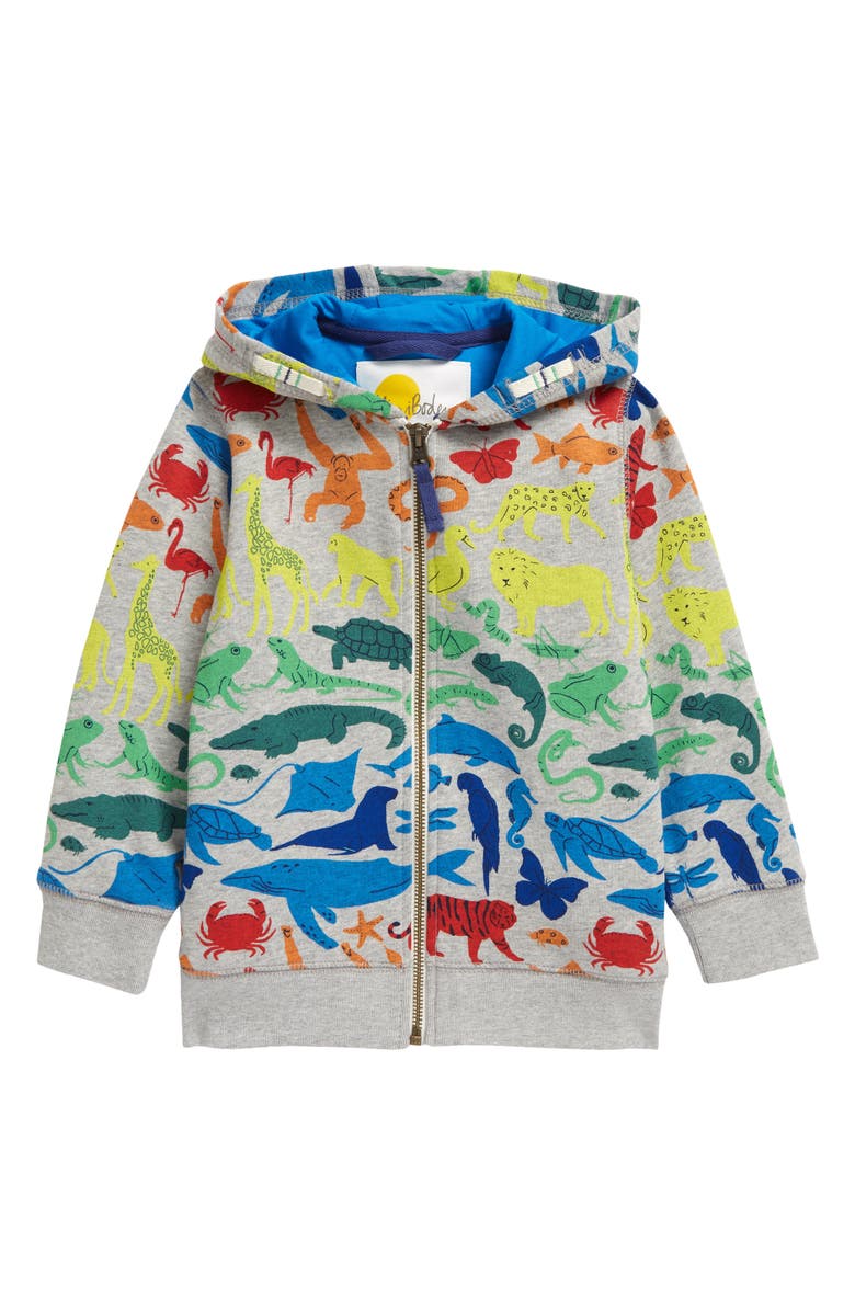 Mini Boden Kids' Animal Print Full Zip Hoodie, Main, color, 