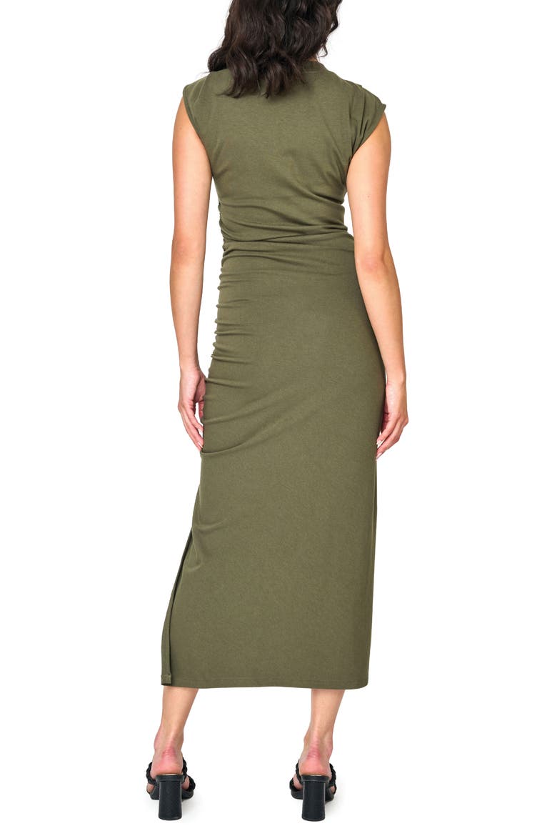 Cap Sleeve Ruched Dress, Alternate, color, DARK OLIVE