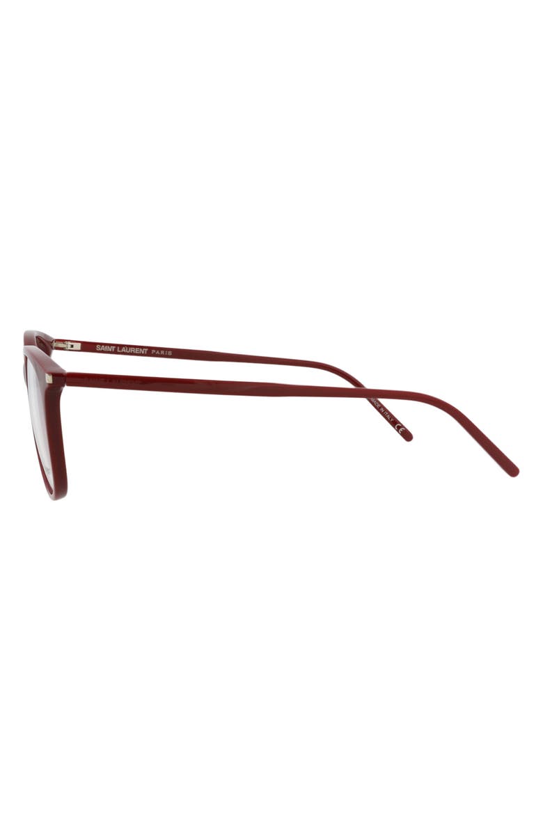 Saint Laurent 52mm Round Optical Glasses, Alternate, color, Burgundy Burgundy Transparent