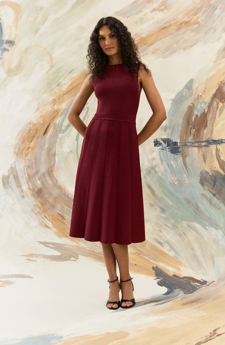 Maggy London Sleeveless Fit & Flare Knit Dress, Alternate, color, Cabernet