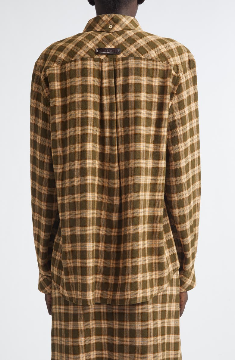 Wales Bonner Ritual Plaid Button-Down Shirt, Alternate, color, Jade/ Ocre/ Oyster