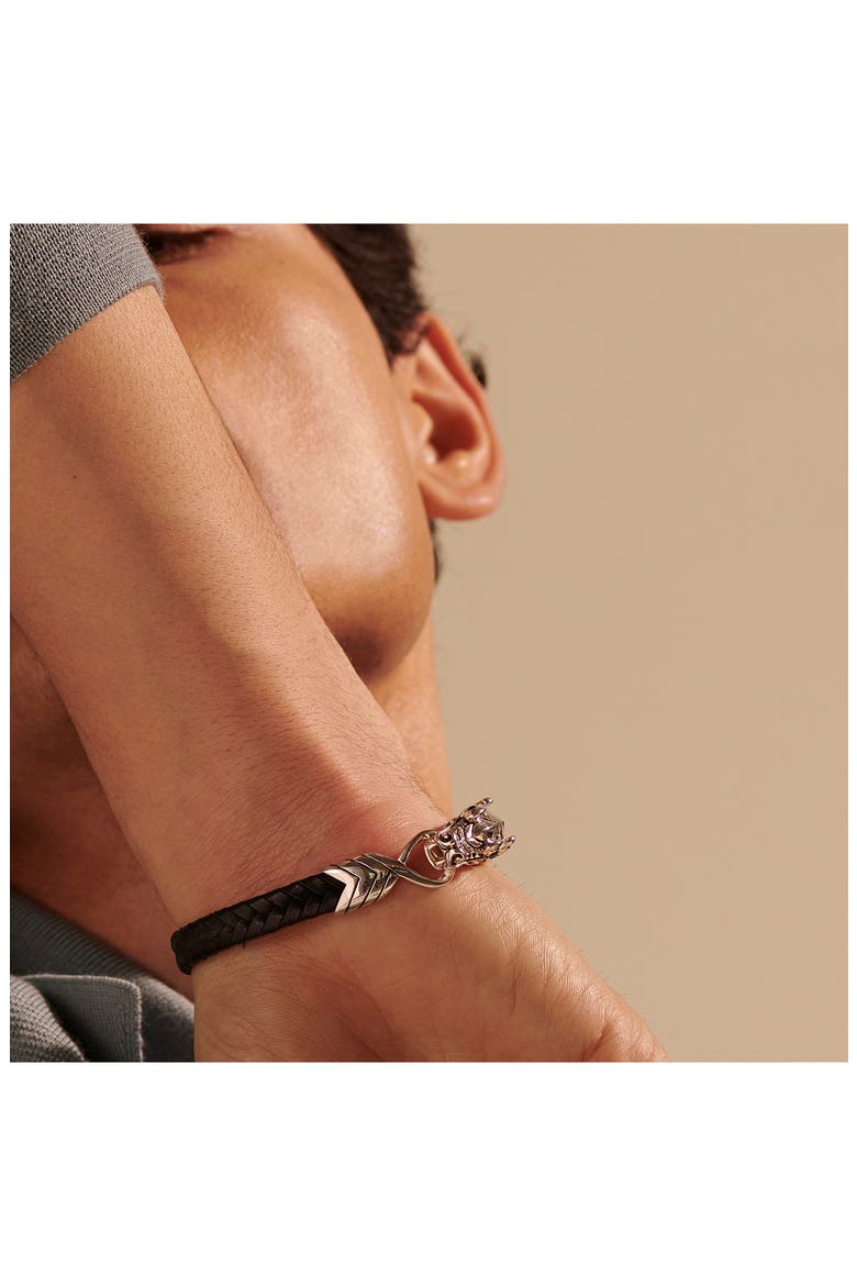 Men's Legends Naga Leather Bracelet, Alternate, color, SILVER