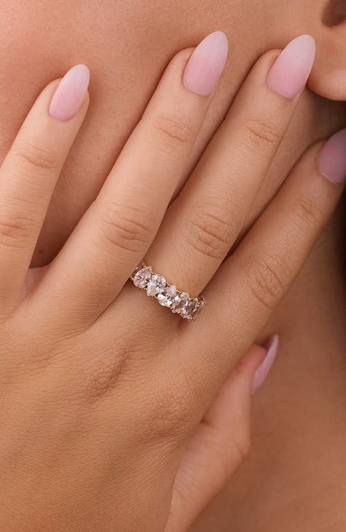 Sterling Forever Janis Pear Cubic Zirconia Eternity Band Ring In Multi