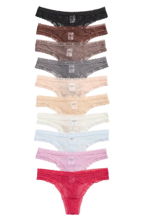 Assorted 10-Pack Lace Thongs