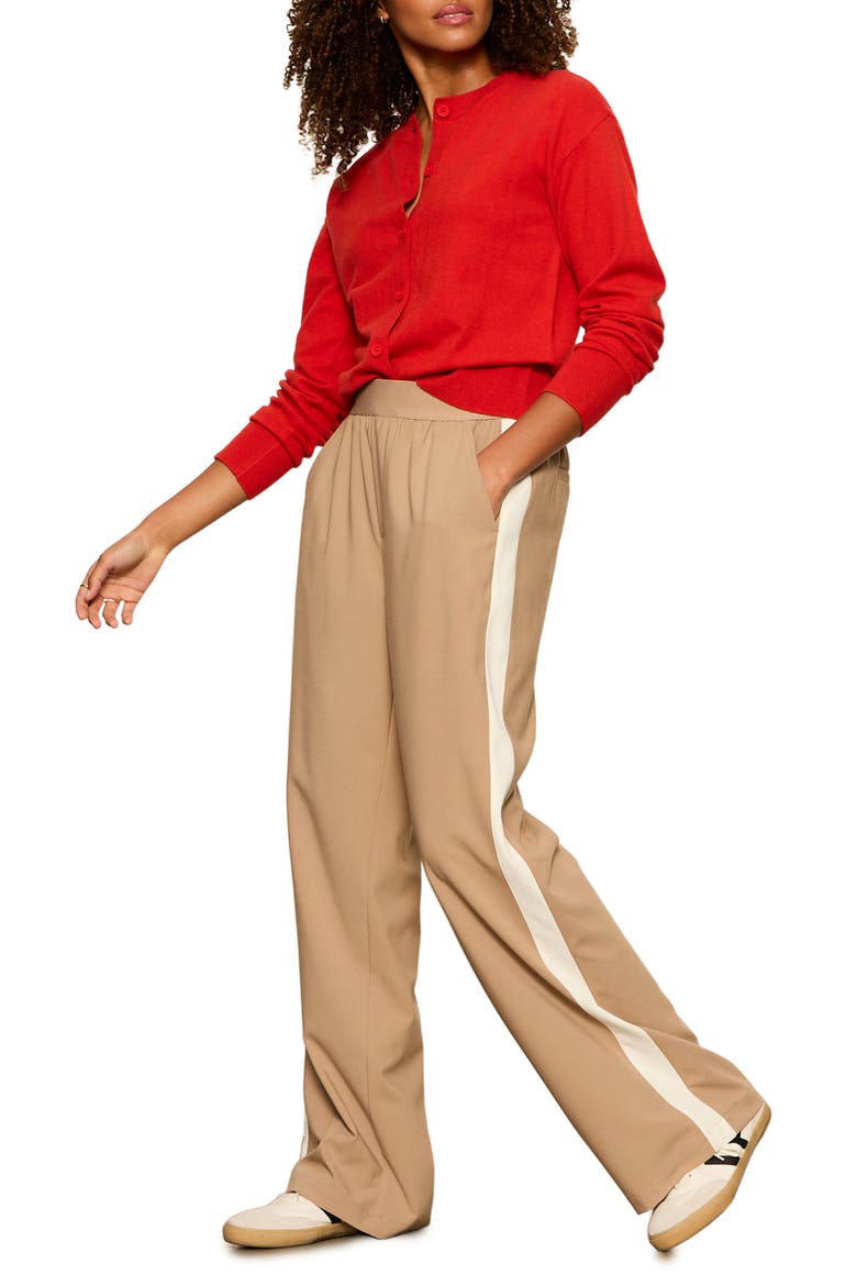 Wide Leg Track Pants, Alternate, color, ALMOND