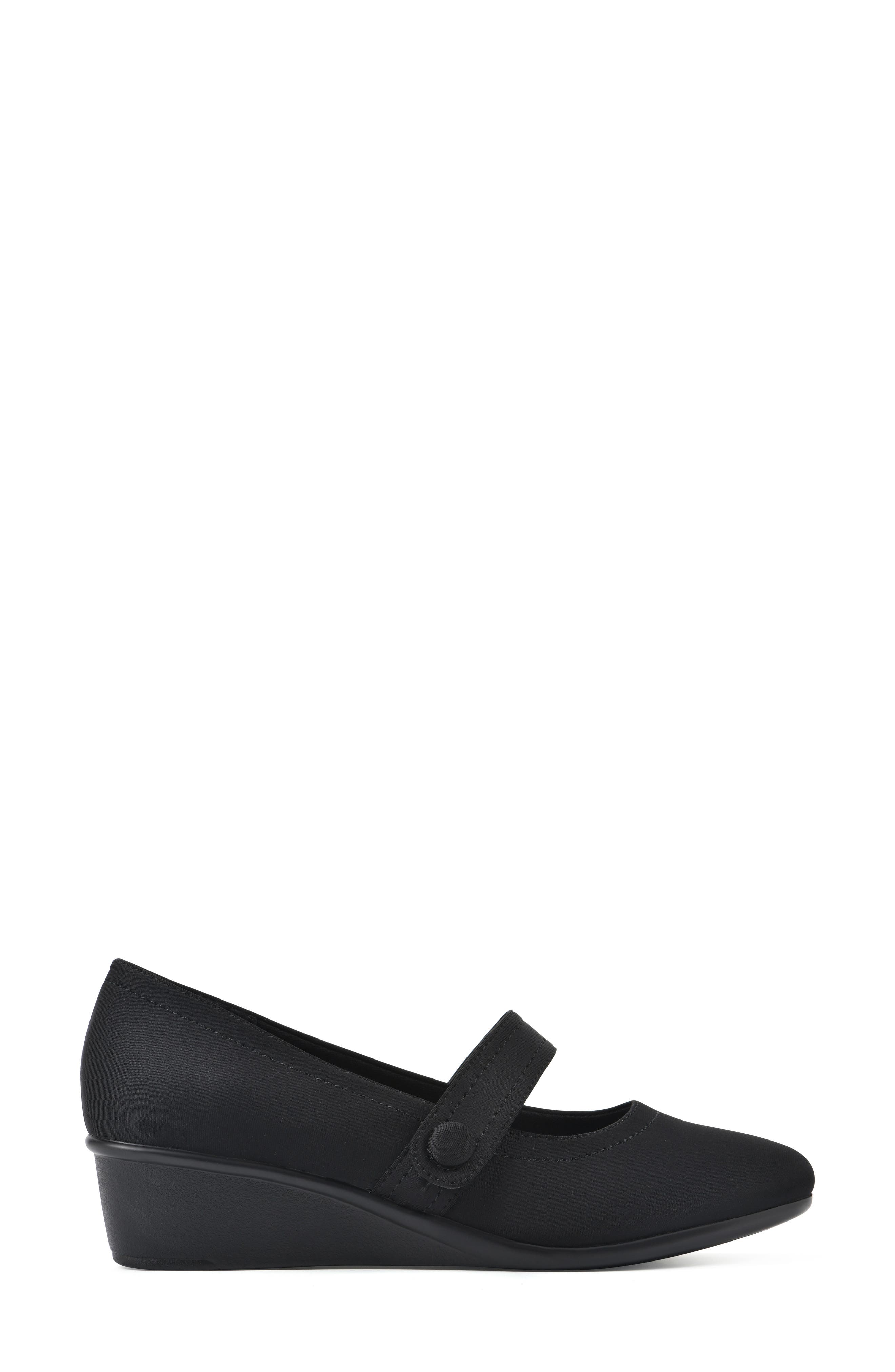 CLIFFS BY WHITE MOUNTAIN Brightly Mary Jane Wedge Pump, Alternate, color, Black/ Nylon