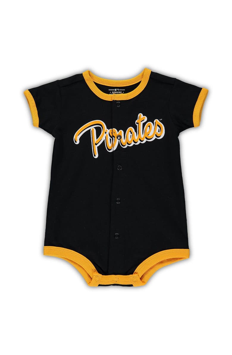 Outerstuff Newborn & Infant Black Pittsburgh Pirates Stripe Power Hitter Romper, Main, color, Black