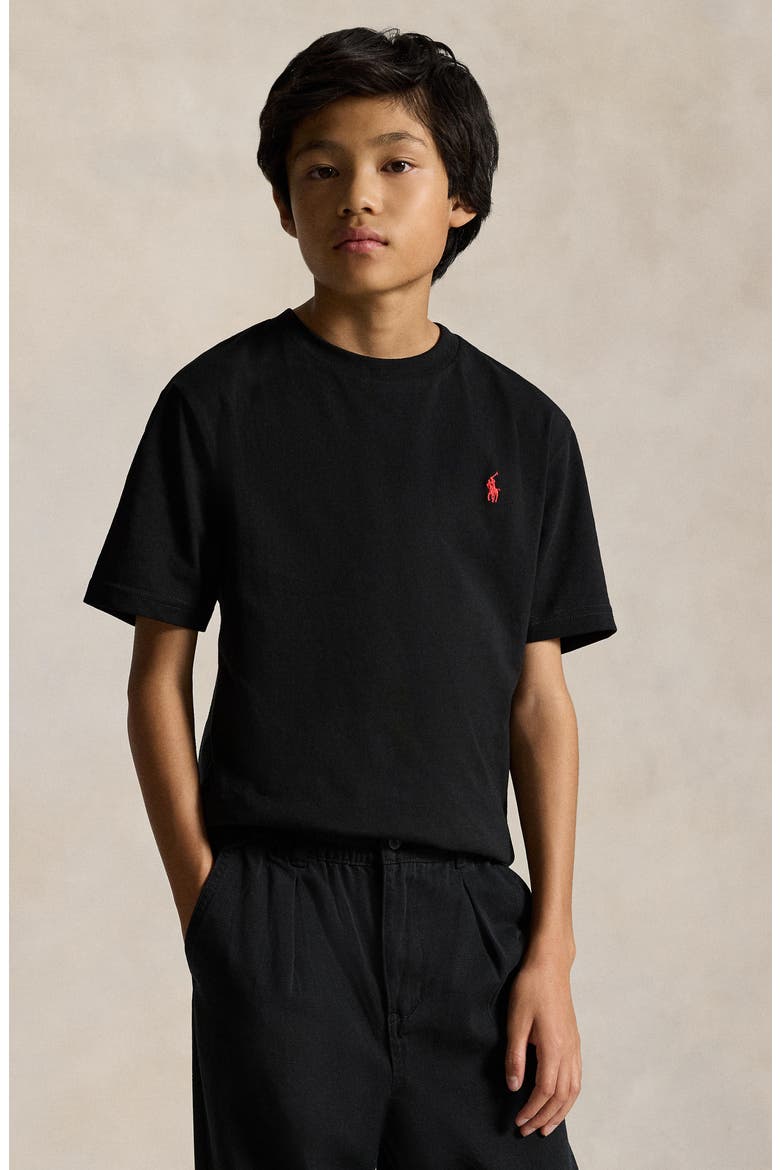 Kids' Cotton Jersey T-Shirt, Alternate, color, RL BLACK