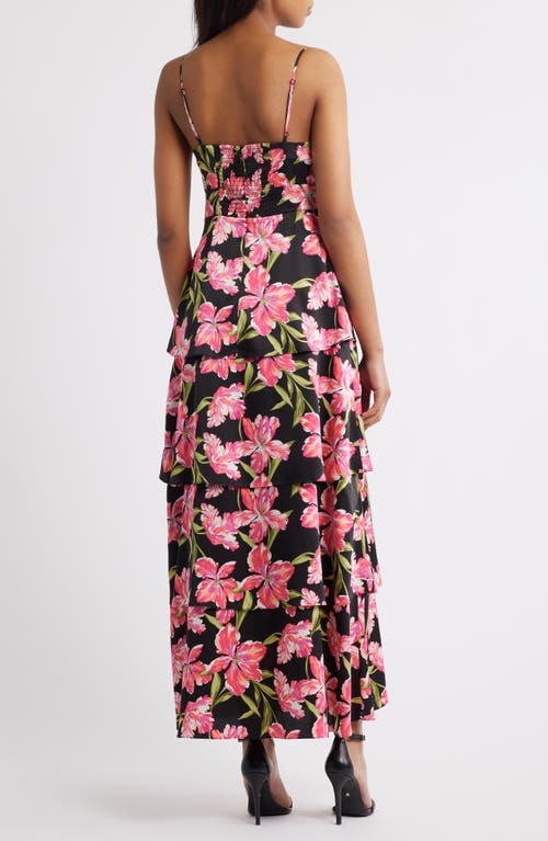 Anne Klein Patio Print Cowl Neck Tiered Midi Dress In Multi