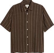 Open Edit Stripe Short Sleeve Button-Up Shirt