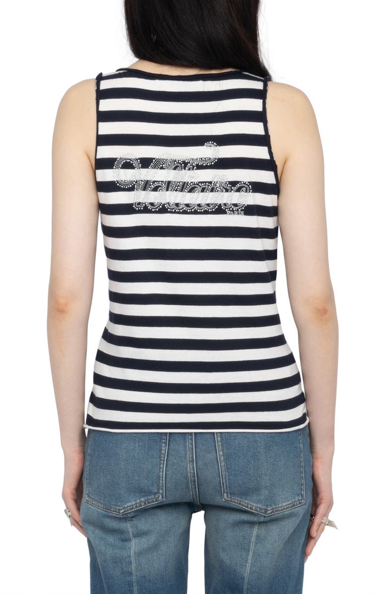 Zadig & Voltaire Stripe Keyhole Button Placket Tank, Alternate, color, Judo