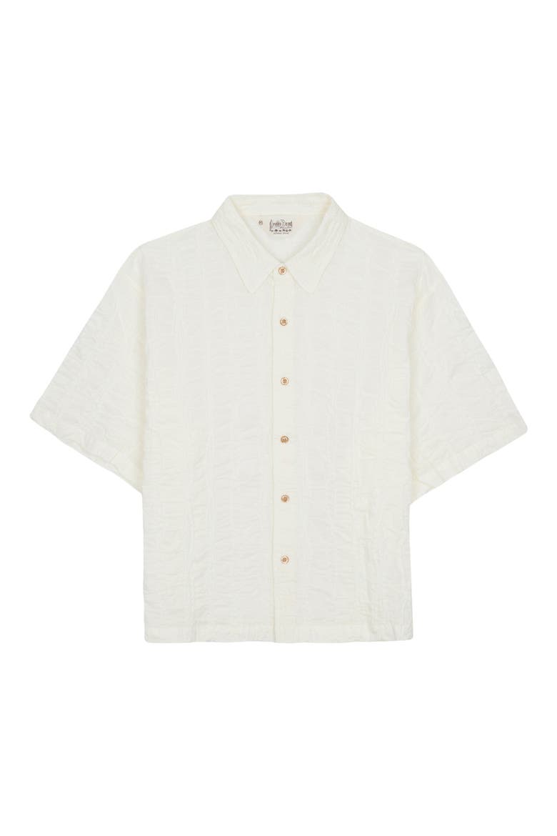 Twisted Piping Embroidered Cotton Button-Up Shirt, Main, color, NATURAL