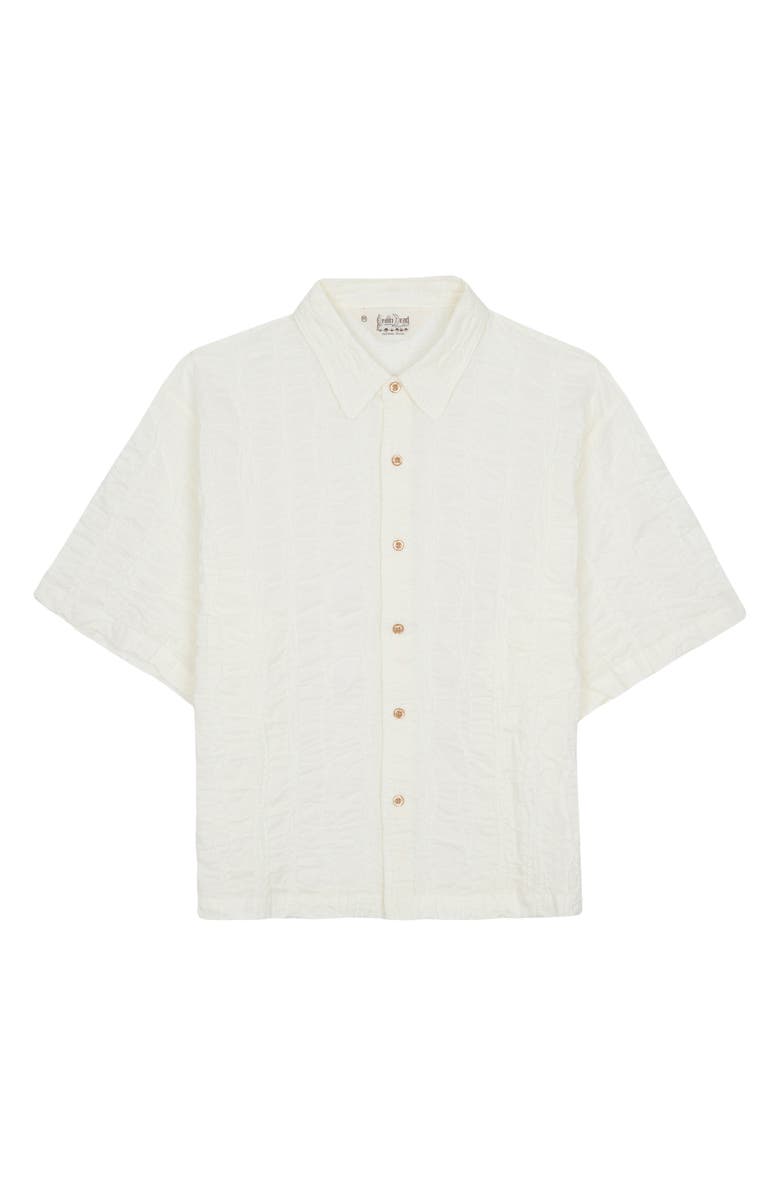 Brain Dead Twisted Piping Embroidered Cotton Button-Up Shirt, Main, color, Natural