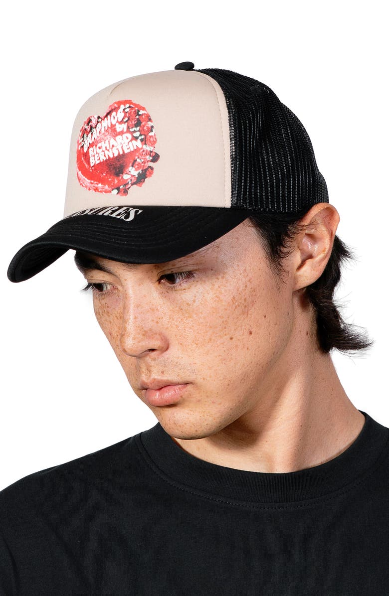 PLEASURES Cake Trucker Hat, Main, color, Black