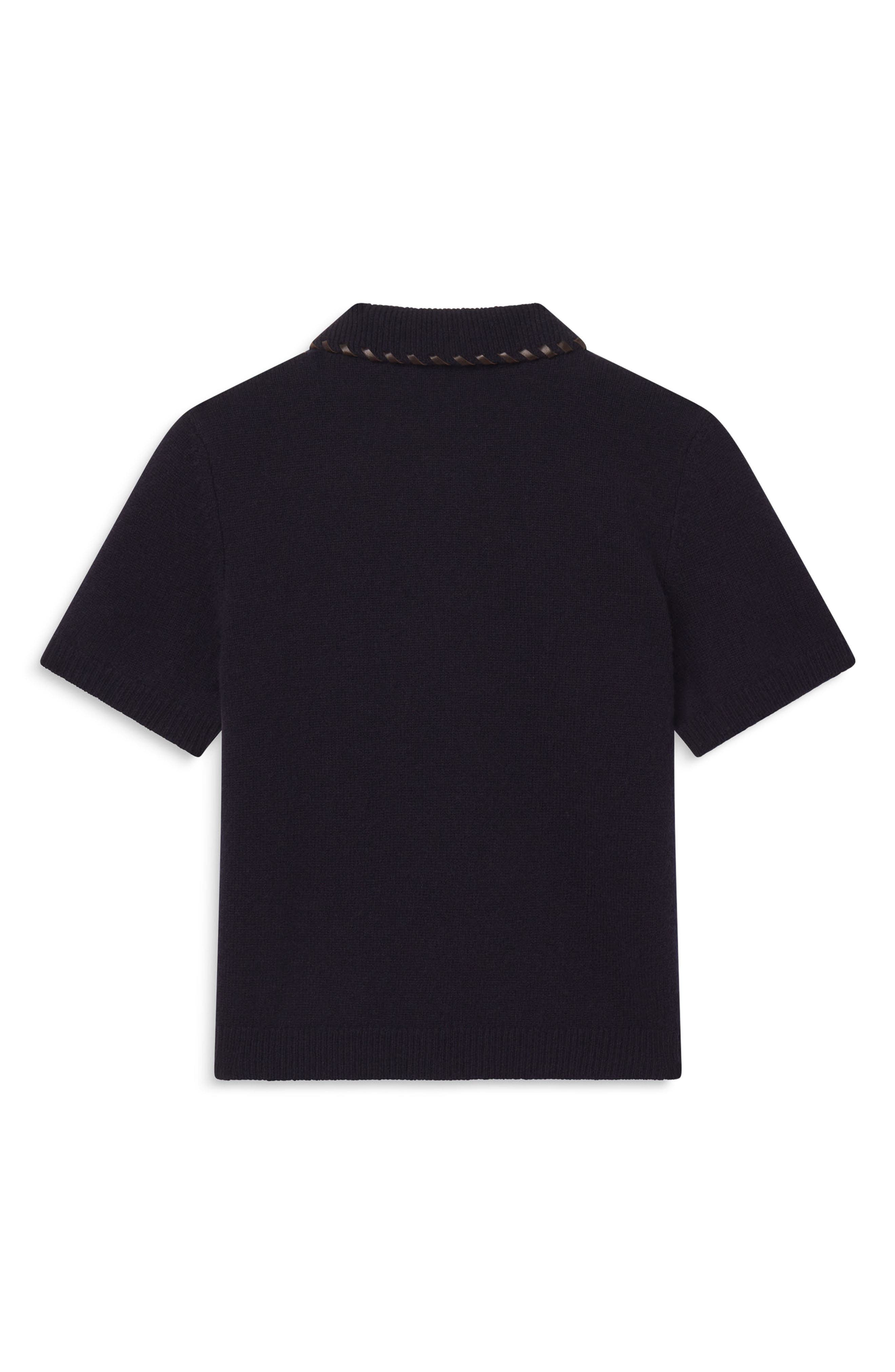 Leather Whipstitch Wool & Cashmere Sweater - image 4