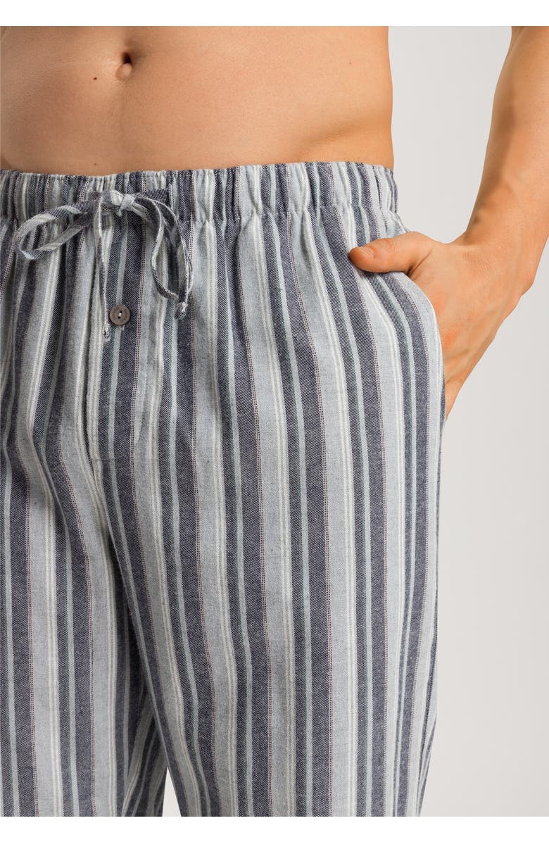 Hanro Cozy Comfort 100% Woven Cotton Flannel Pants, Alternate, color, Moonlight Stripe