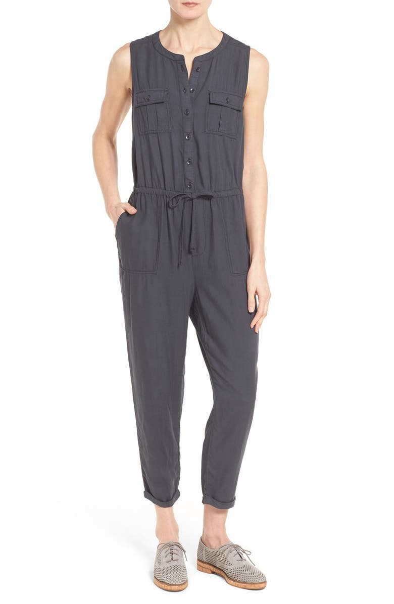 Caslon<sup>®</sup> Sleeveless Utility Jumpsuit, Main, color, 