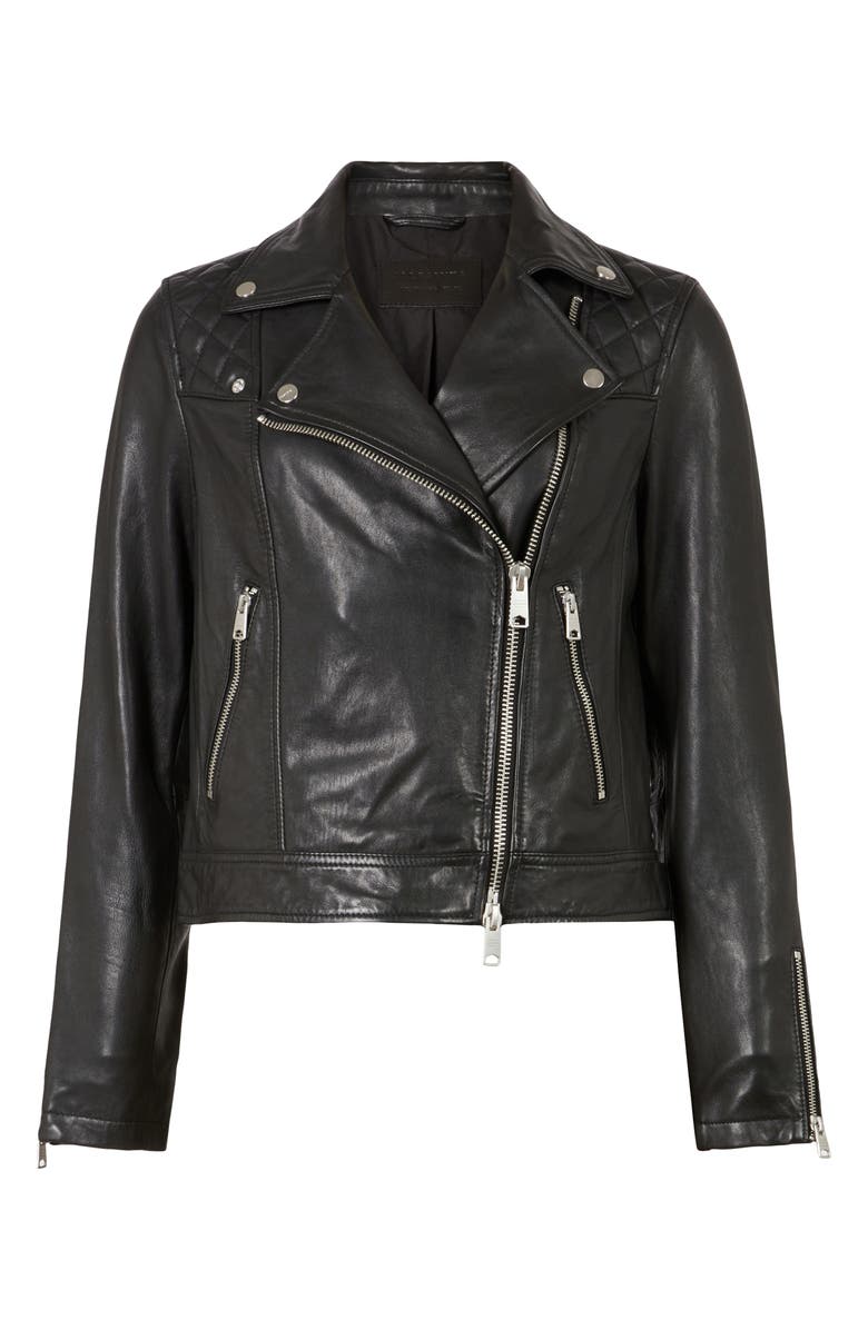AllSaints Caden Sheepskin Leather Moto Jacket, Alternate, color, 