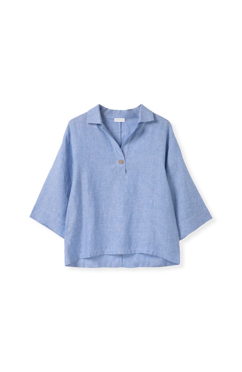 Celtic & Co. Collared Popover Linen Blouse, Alternate, color, Vintage Blue