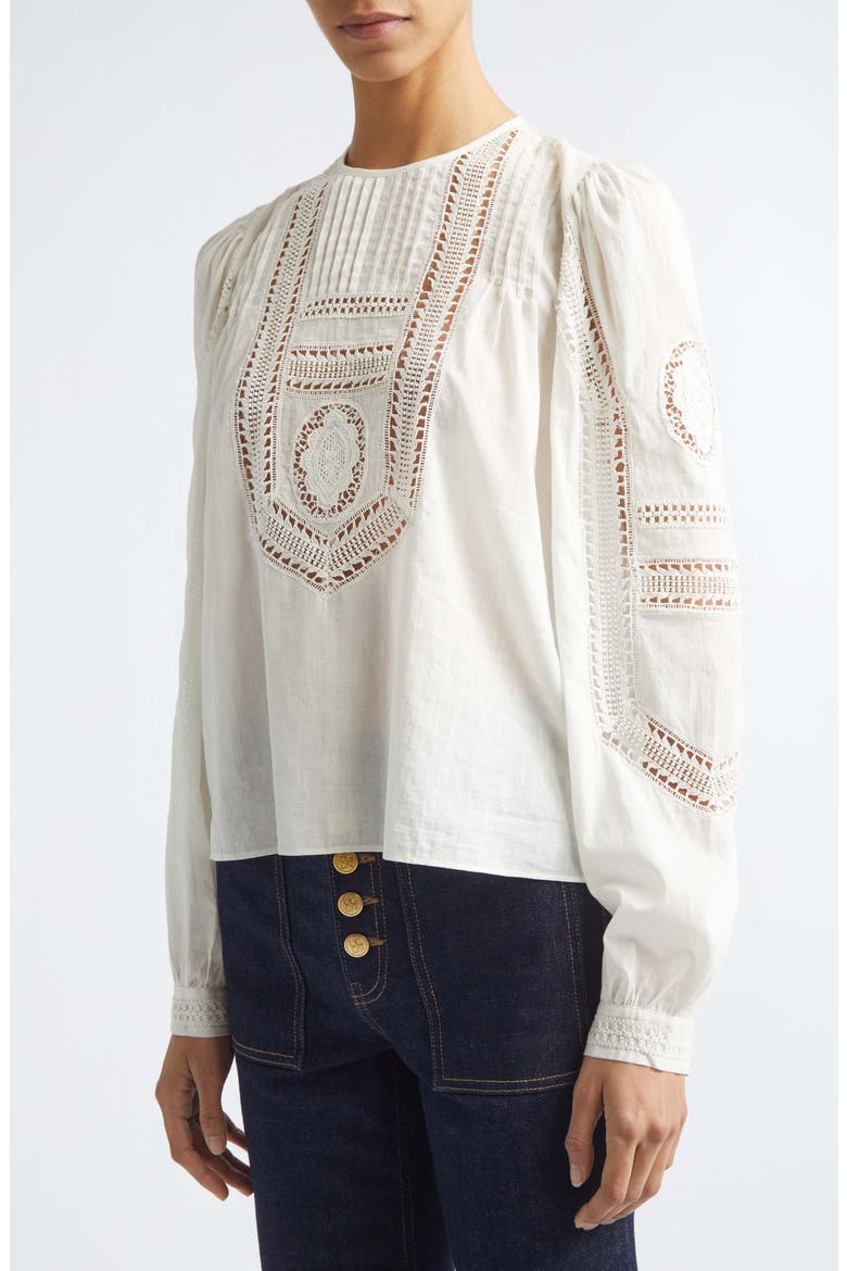 Marlowe Long Sleeve Cotton Top, Alternate, color, PRISTINE