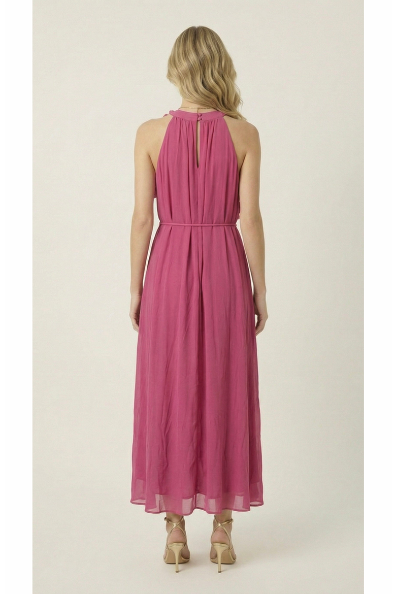 Floral Appliqué Halter Midi Dress, Alternate, color, Magenta