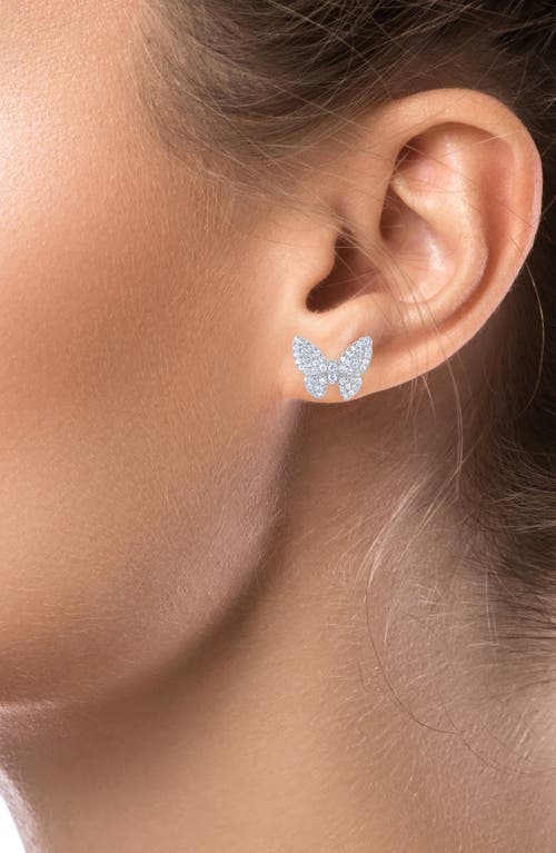Cz By Kenneth Jay Lane Pavé Cubic Zirconia Butterfly Stud Earrings In Metallic