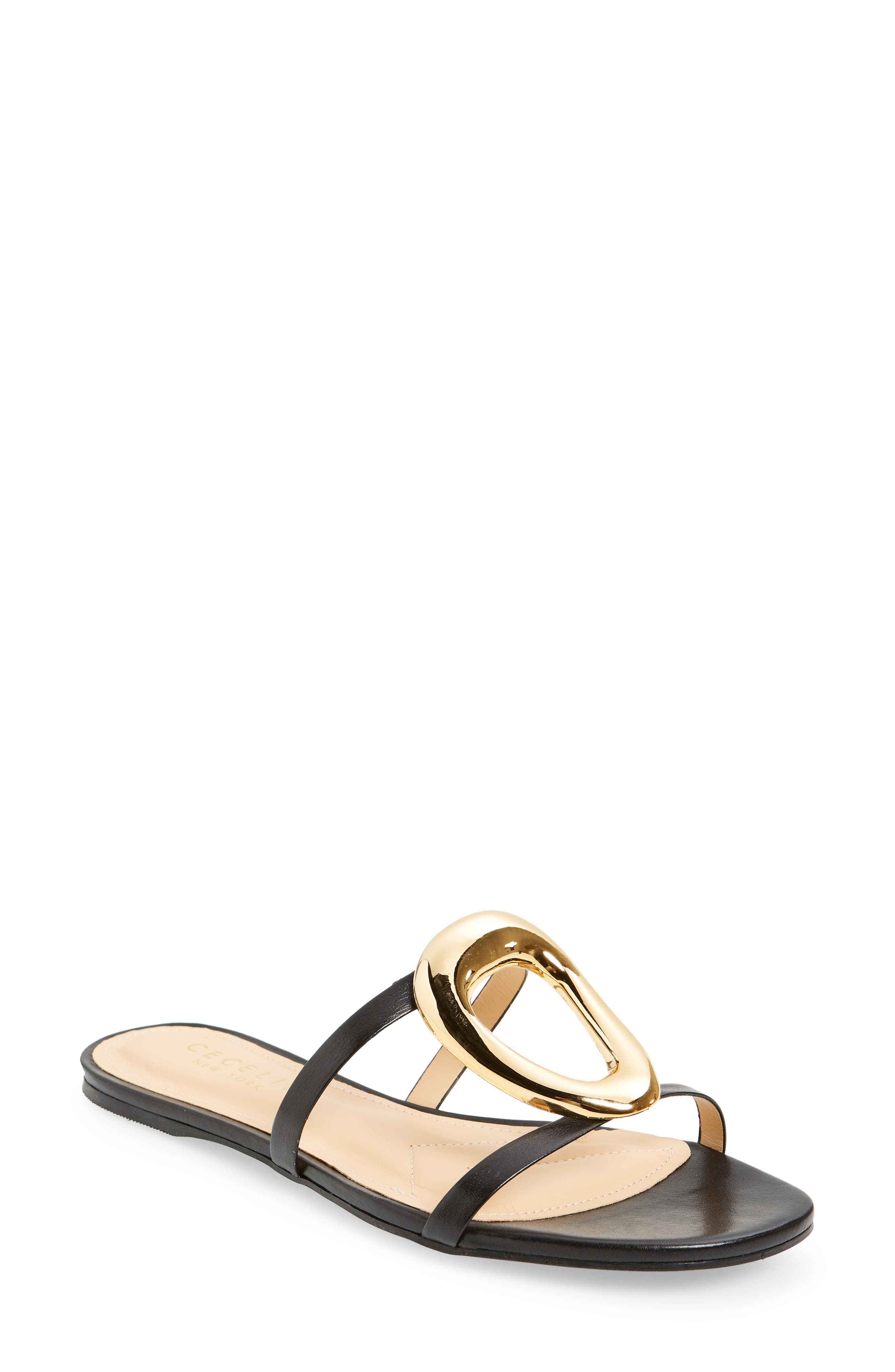 Cecelia New York Melissa Slide Sandal, Main, color, Black Gold