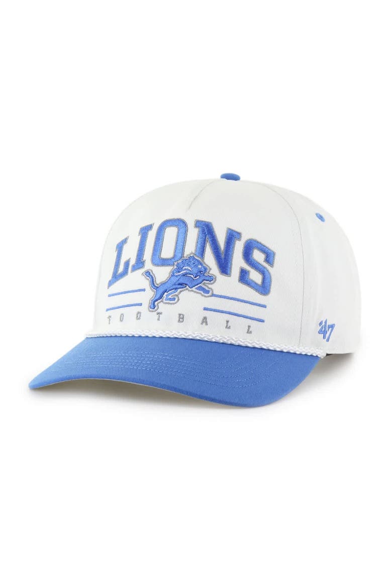 Men's '47 White/Blue Detroit Lions Roscoe Two-Toned Hitch Adjustable Hat, Main, color, White