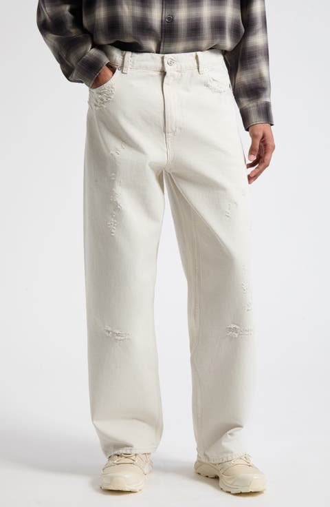 Vast Cut Distressed Wide Leg Jeans