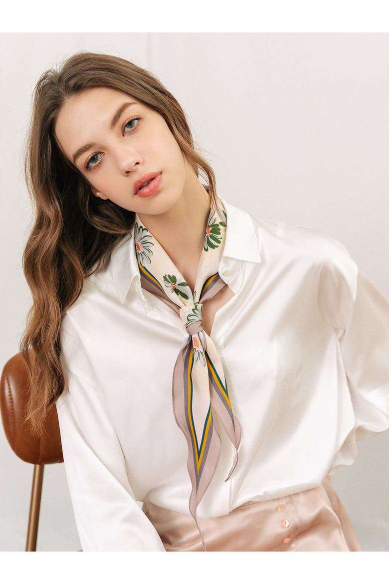"Daisy" Silk Diamond Neckerchief, Alternate, color, Beige