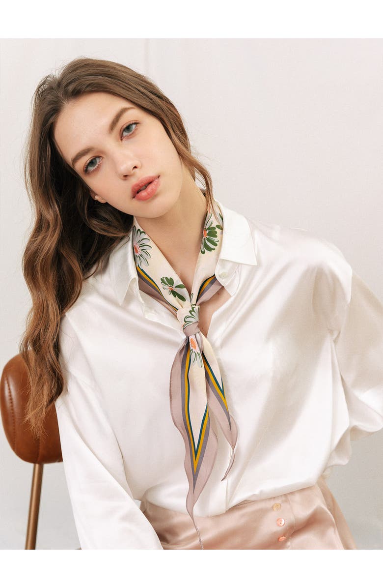Lost Pattern NYC "Daisy" Silk Diamond Neckerchief, Alternate, color, Beige