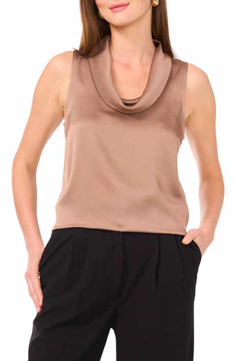 Vince Camuto Hammered Satin Sleeveless Cowl Neck Top