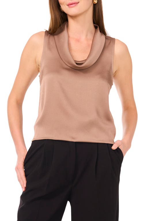 Vince Camuto Hammered Satin Sleeveless Cowl Neck Top In Brown