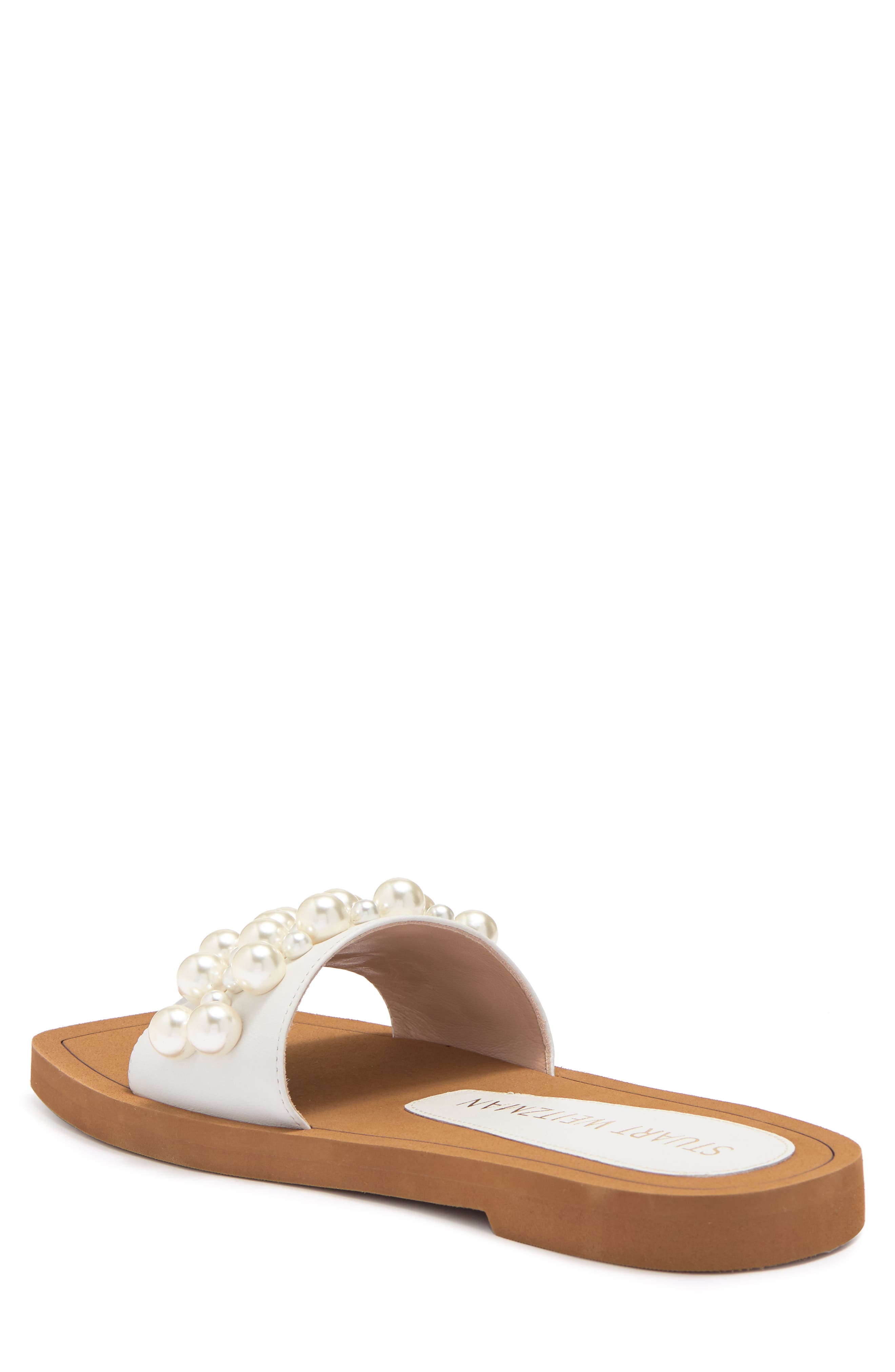Stuart Weitzman Goldie Imitation Pearl Slide, Alternate, color, 