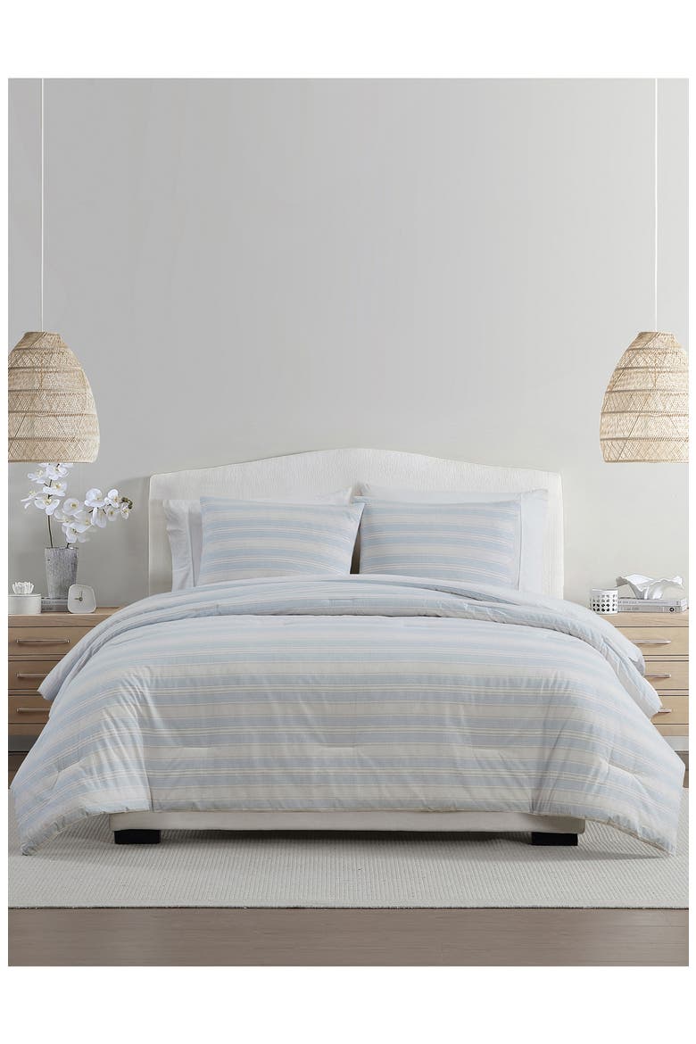 Bay Stripe 3-Piece Cotton Comforter Set, Alternate, color, LIGHT BLUE