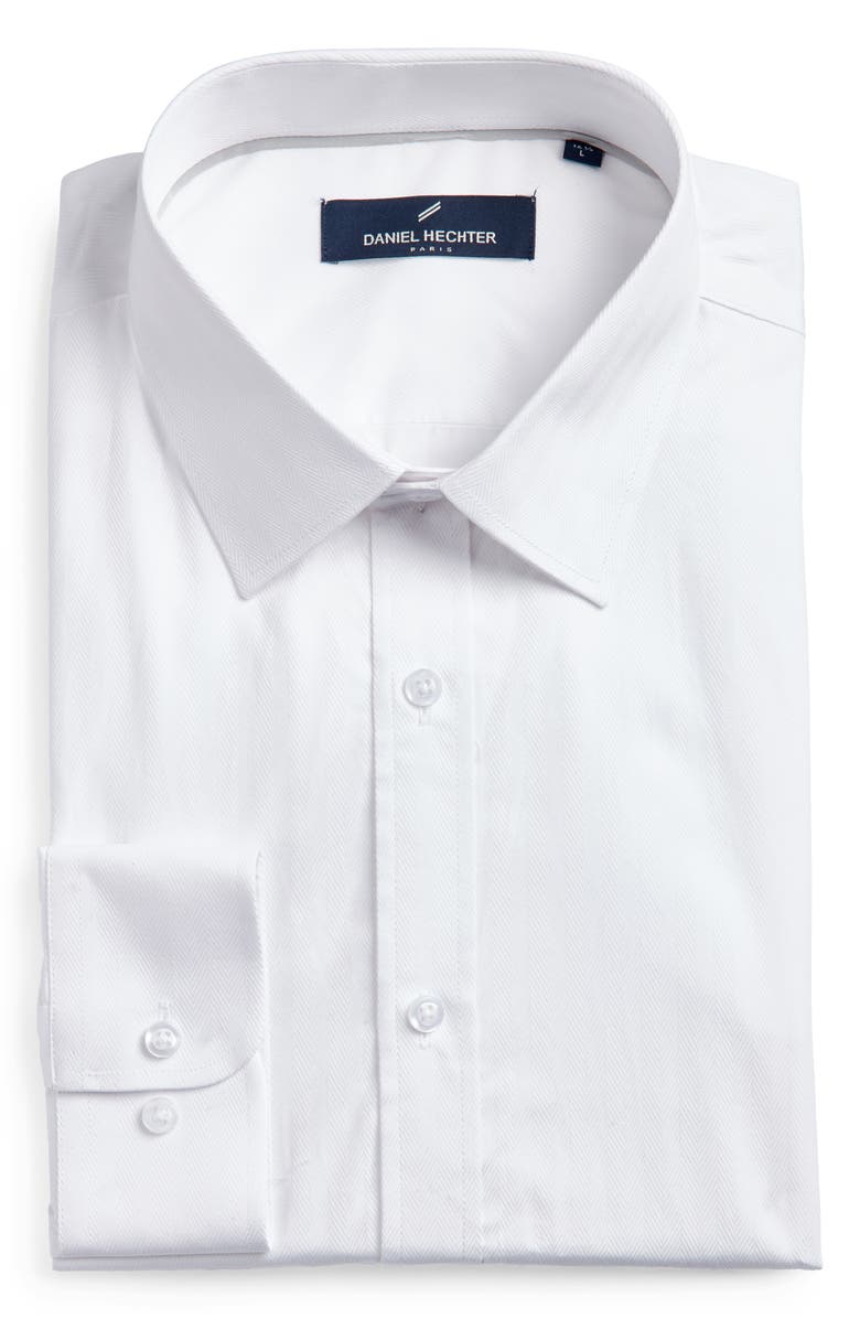 DANIEL HECHTER Herringbone Non-Iron Stretch Dress Shirt, Main, color, 