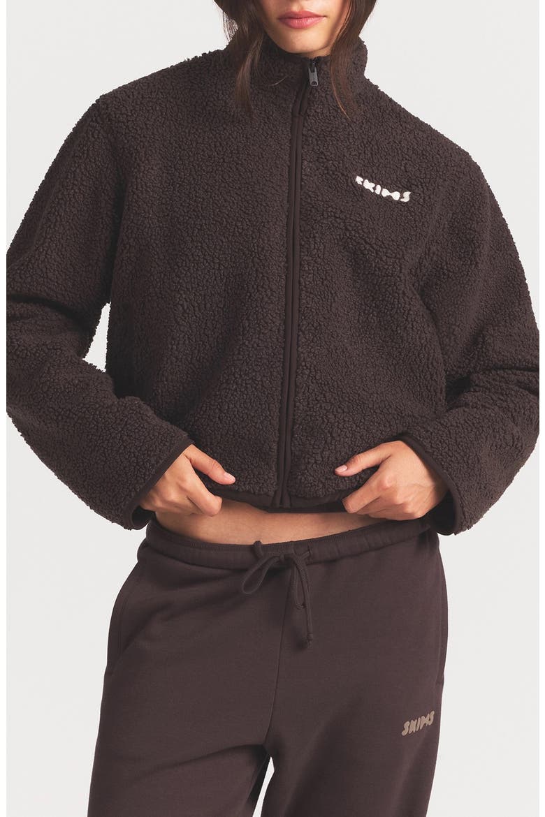 Teddy Boxy Full Zip Jacket, Main, color, ESPRESSO