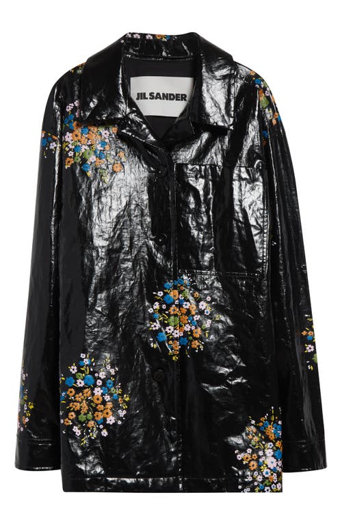 JIL SANDER JIL SANDER FLORAL PRINT BOXY FIT COATED LINEN SHIRT JACKET