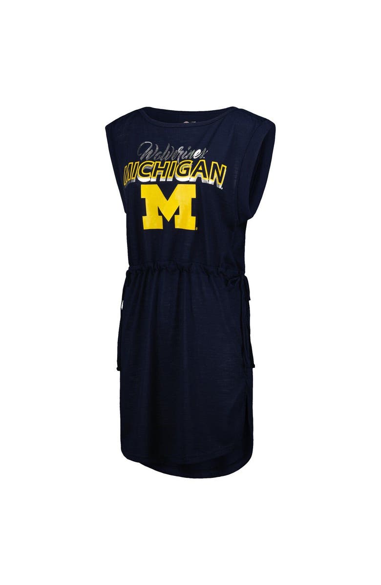G-III 4HER BY CARL BANKS Women's G-III 4Her by Carl Banks Navy Michigan Wolverines GOAT Swimsuit Cover-Up Dress, Alternate, color, 