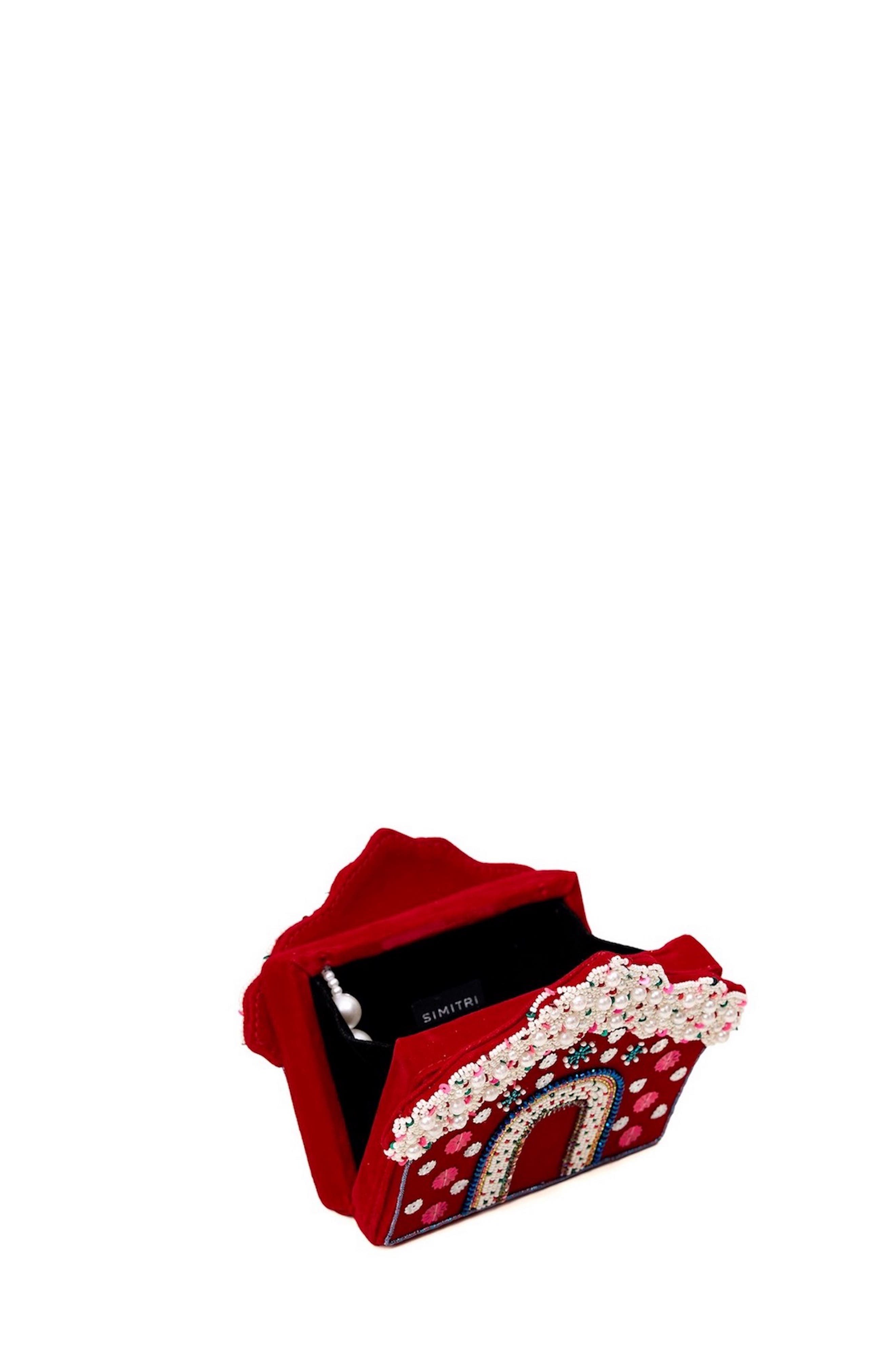 Winter Cottage House Mini Bag, Alternate, color, Red