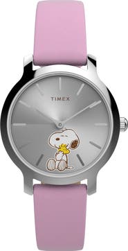 Timex® x Peanuts® Transcend Snoopy Hug Leather Strap Watch, 31mm